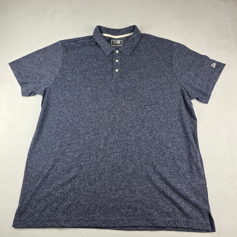 New Era Mens 2XL Blue Heather Polo Shirt Short Sleeve Logo‎ Casual Golf - Picture 2 of 9